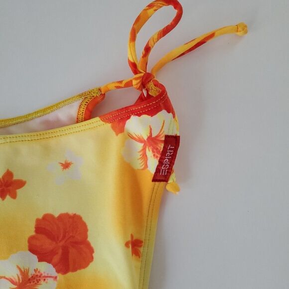 Esprit Beach Yellow Orange Tropical Floral Vintage 2 Piece Bikini Womens Medium - Picture 9 of 11